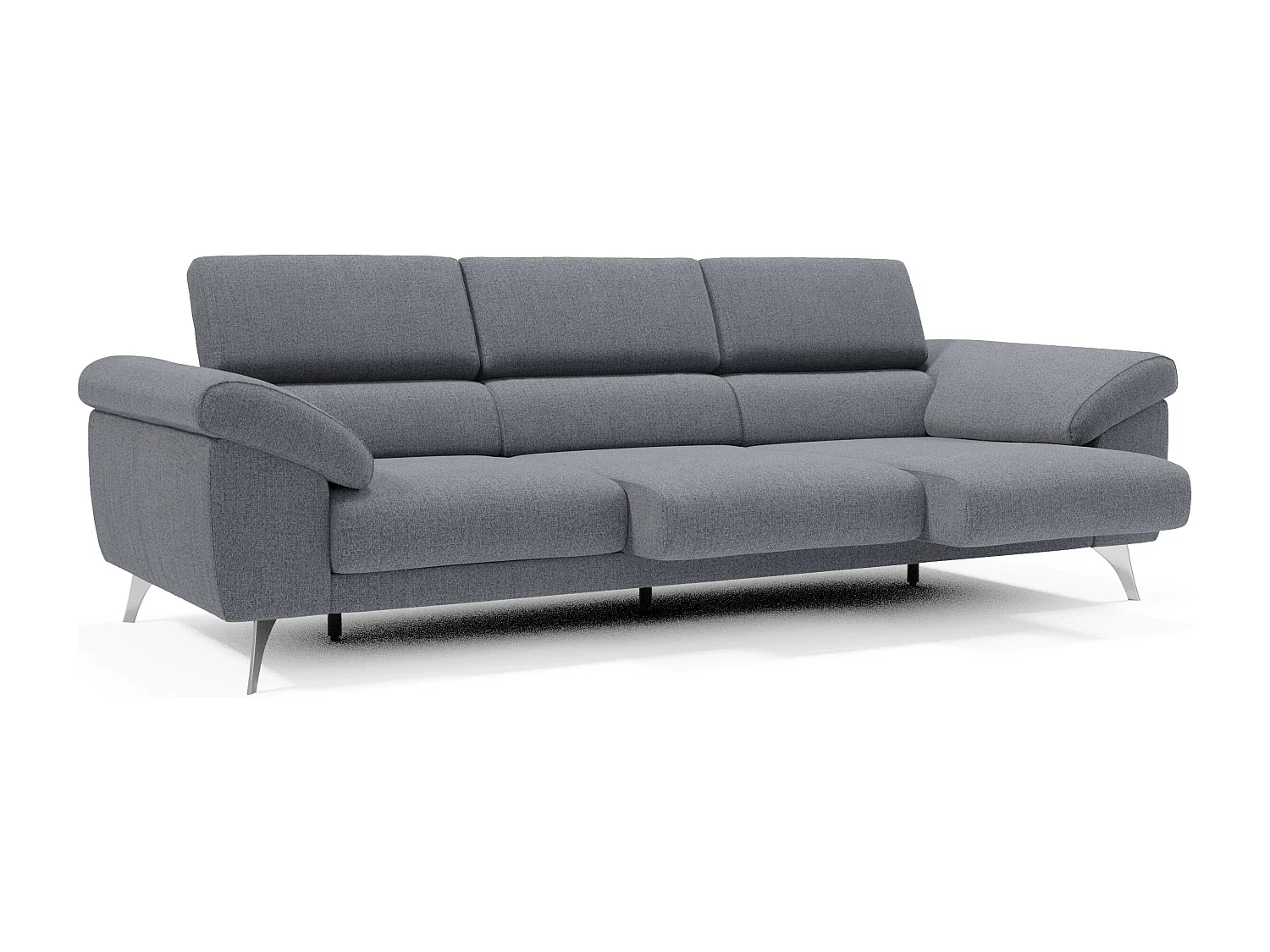 Donatello Sofa mit ausziehbaren Sitzen, Armlehnen mit Staufach aus abwaschbarem Stoff T23 265 cm Graphitblau