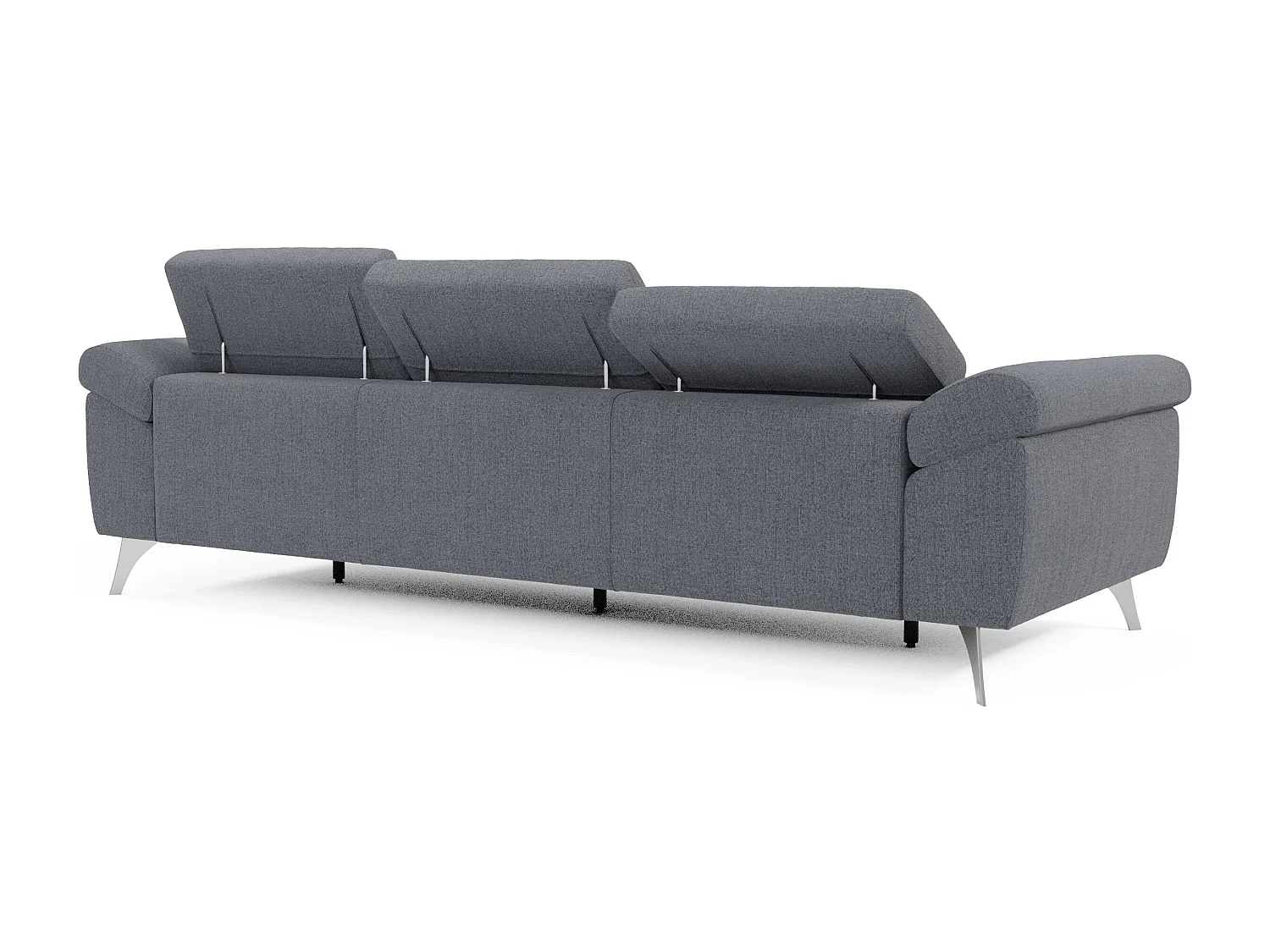 Donatello Sofa mit ausziehbaren Sitzen, Armlehnen mit Staufach aus abwaschbarem Stoff T23 265 cm Graphitblau