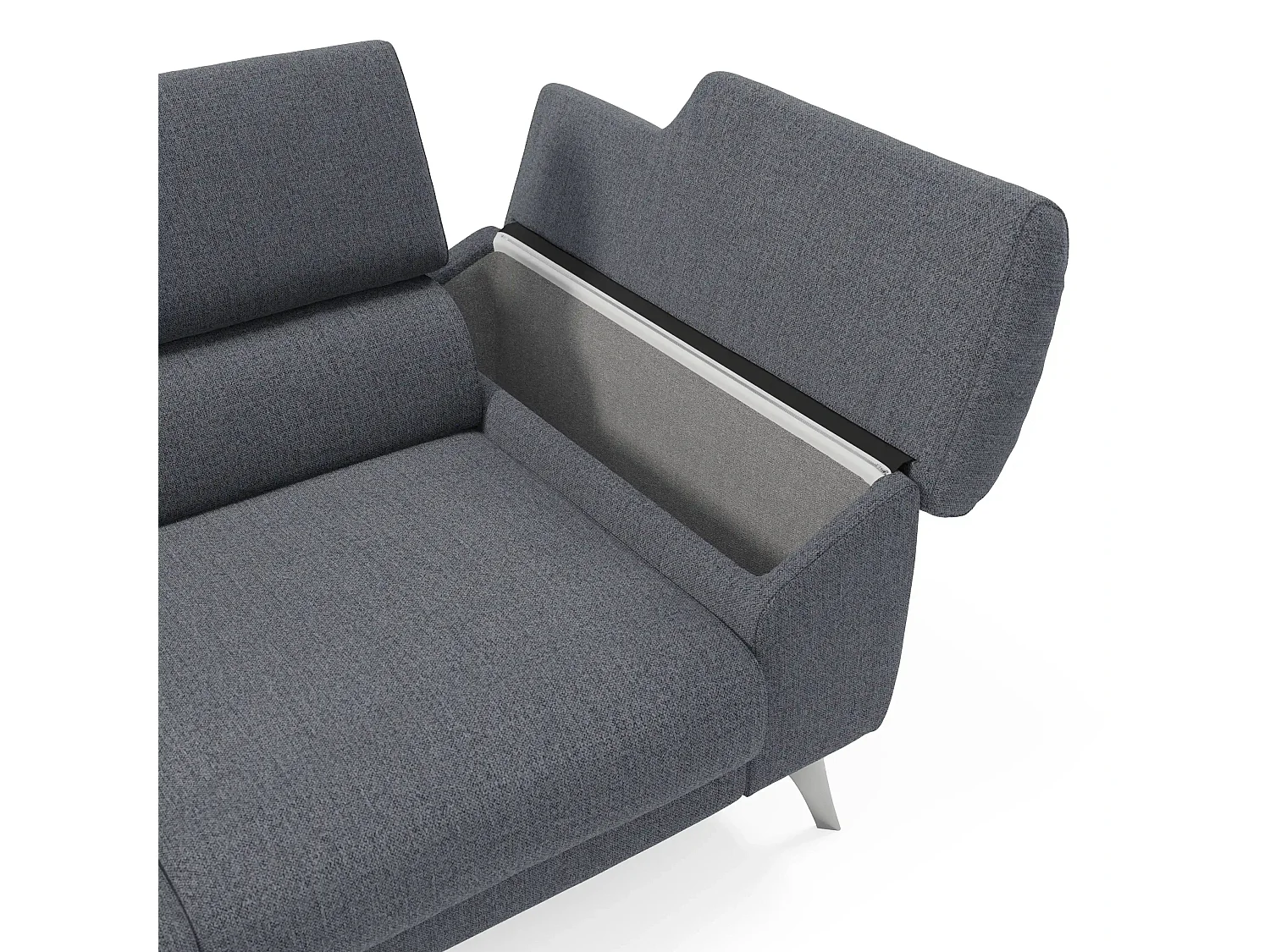 Donatello Sofa mit ausziehbaren Sitzen, Armlehnen mit Staufach aus abwaschbarem Stoff T23 265 cm Graphitblau