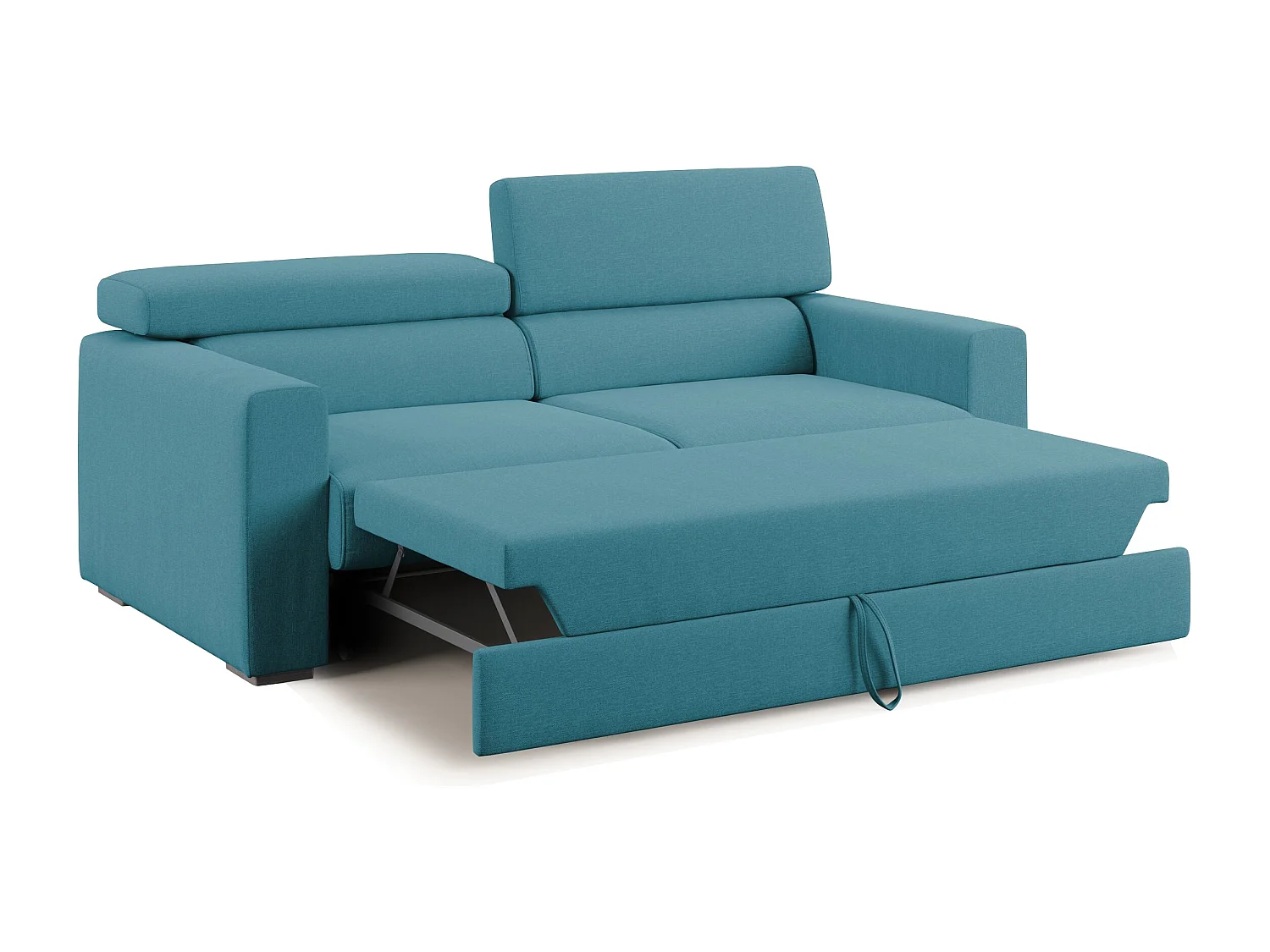 Dylan Canapé avec pouf amovible en tissu effet coton imperméable T13 188 cm bleu
