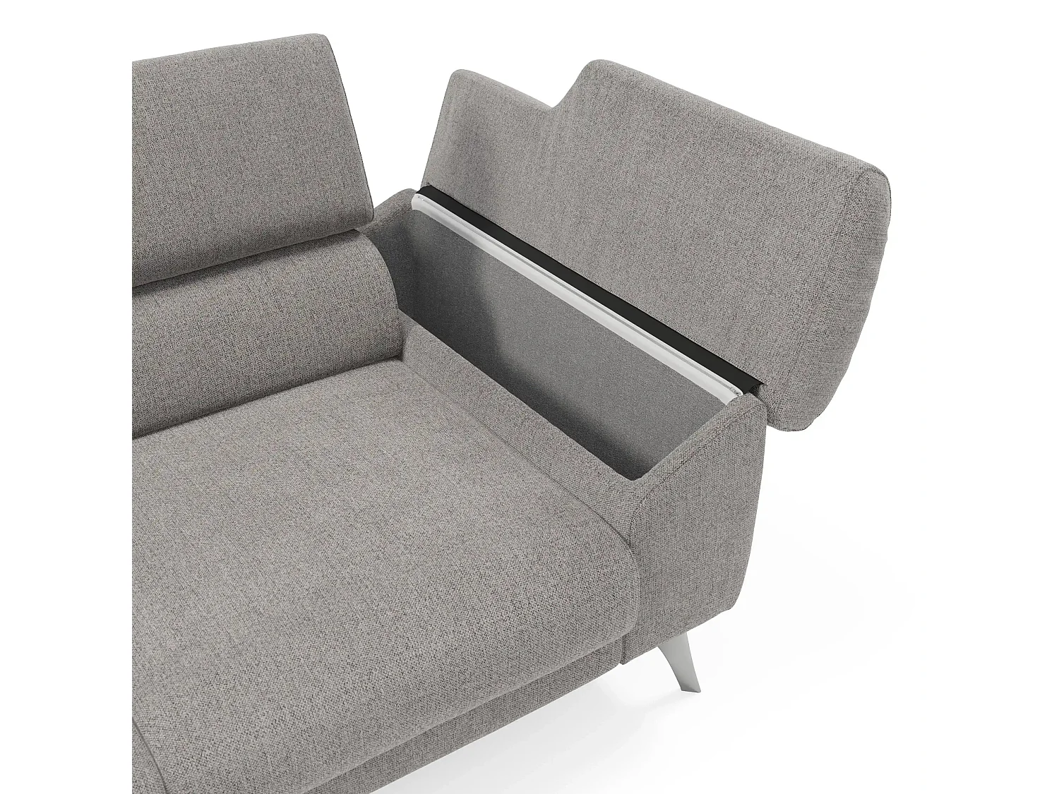 Donatello Sofa mit ausziehbaren Sitzen, Armlehnen mit Staufach aus abwaschbarem Stoff T23 265 cm Grau