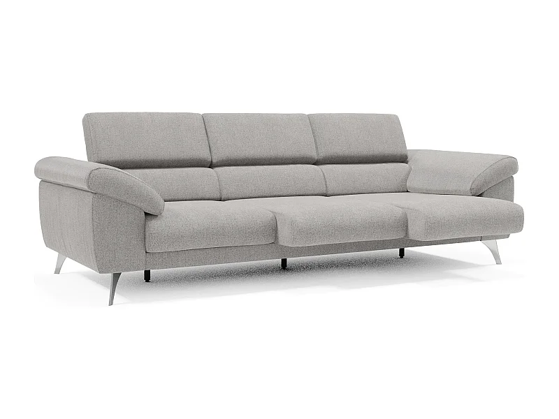 Donatello Canapé 3 assises extensibles accoudoirs coffre en tissu détachable 265 cm Gris