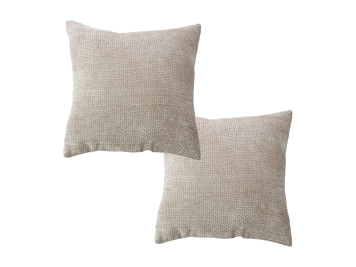 2 Chenille fluwelen kussens, afneembare hoes, natuurlijke beige, 100% polyester, Kamala Collectie