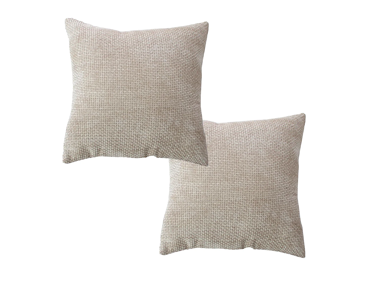 2 Coussins Velours Chenillé, Déhoussable, 40x40cm, 100% polyester, Collection Kamala, CMADECO - Beige