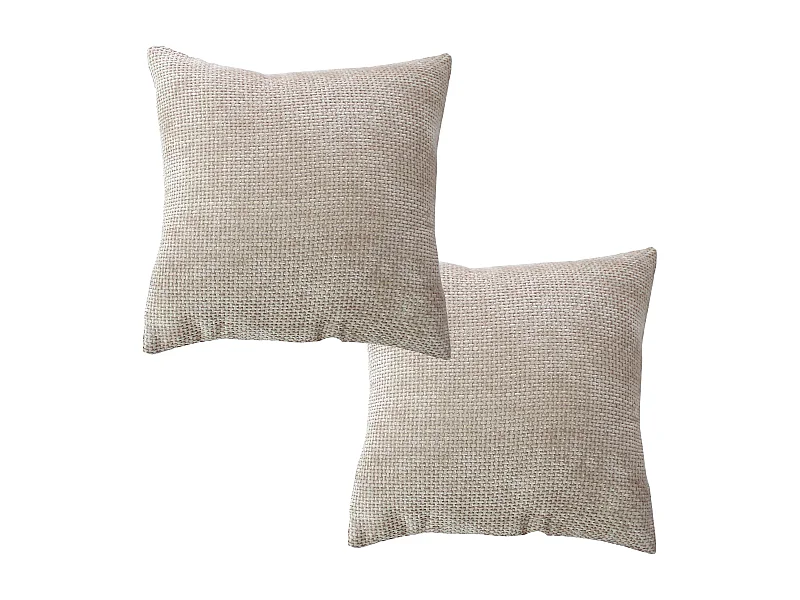 2 Chenille fluwelen kussens, afneembare hoes, natuurlijke beige, 100% polyester, Kamala Collectie