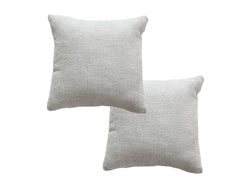 2 Coussins Velours Chenillé, Déhoussable, Gris Clair, 100% polyester, Collection Kamala