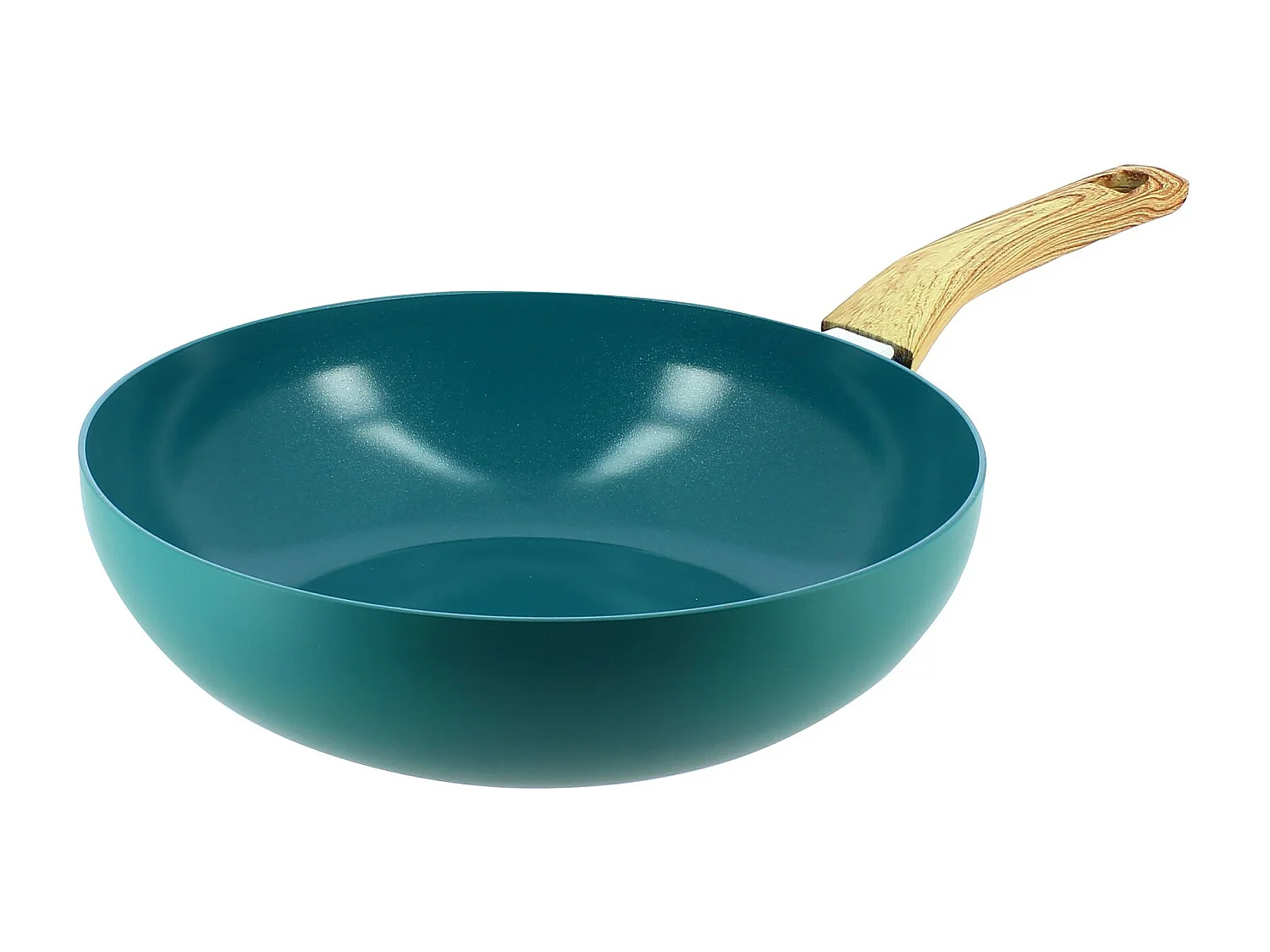 Menastyl - Wok Colorama 28cm En Aluminium Recyclé Bleu Canard Induction