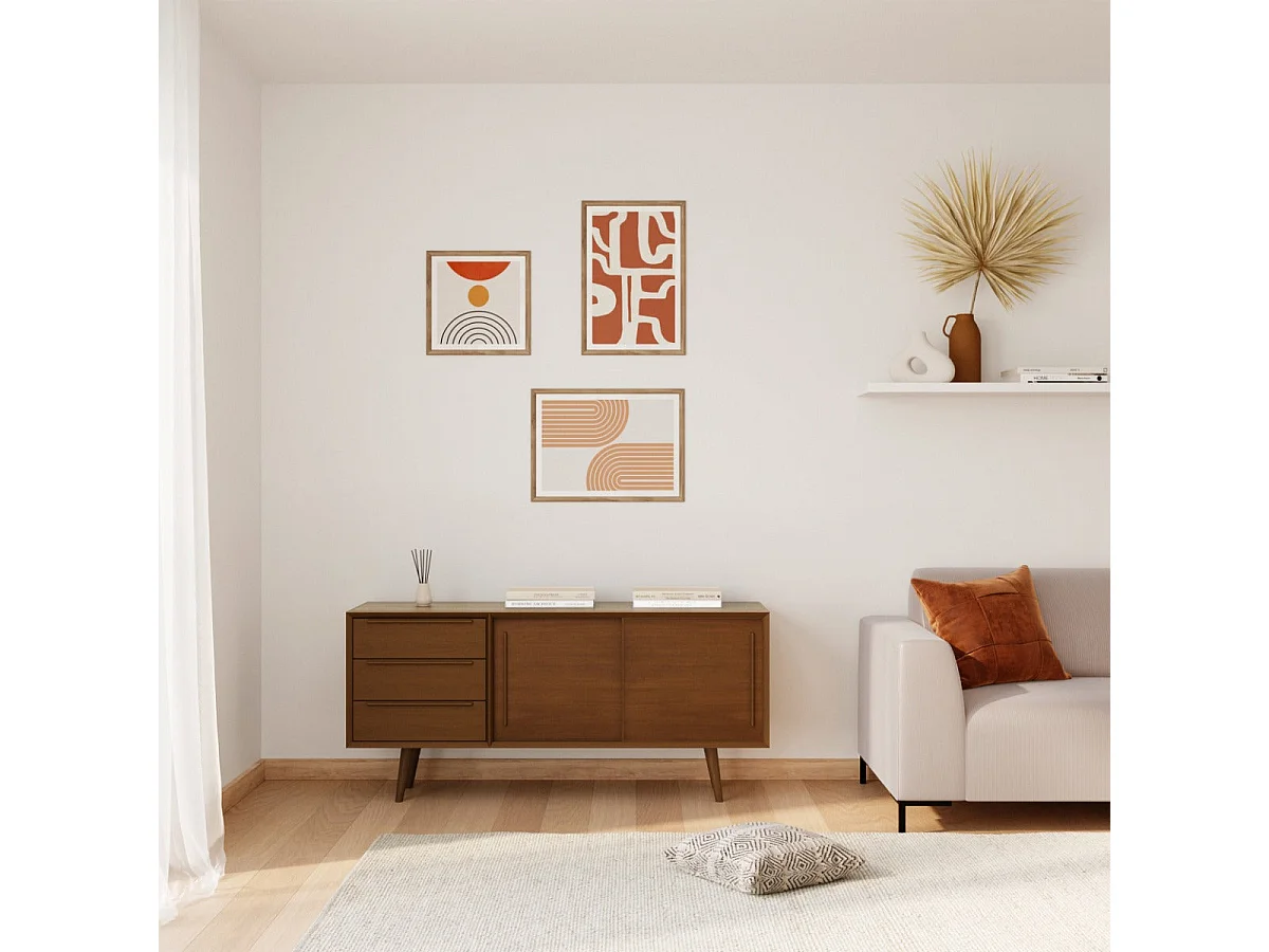 Buffet 2 portes coulissantes et 3 tiroirs en teck - Waya