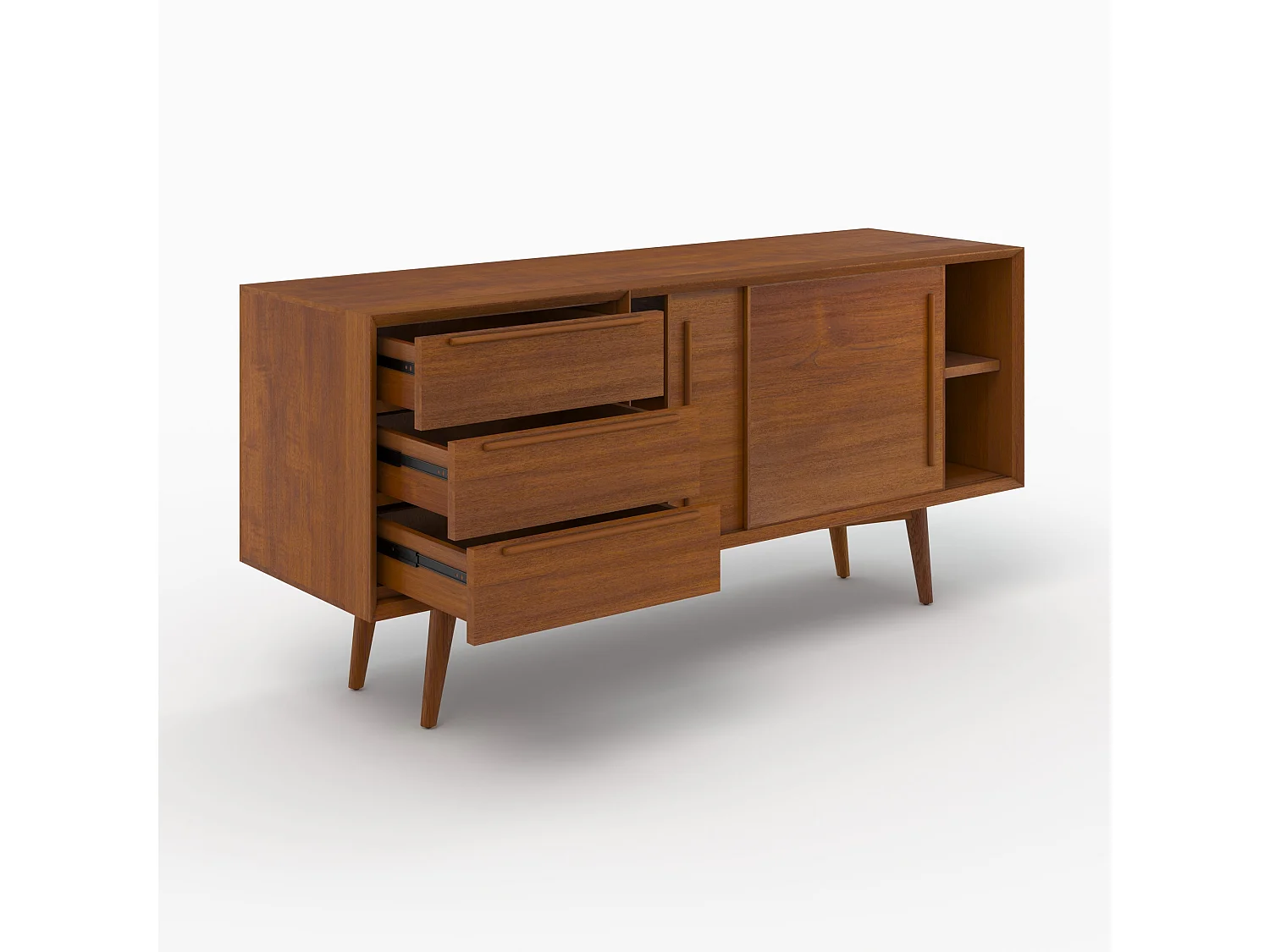 Buffet 2 portes coulissantes et 3 tiroirs en teck - Waya