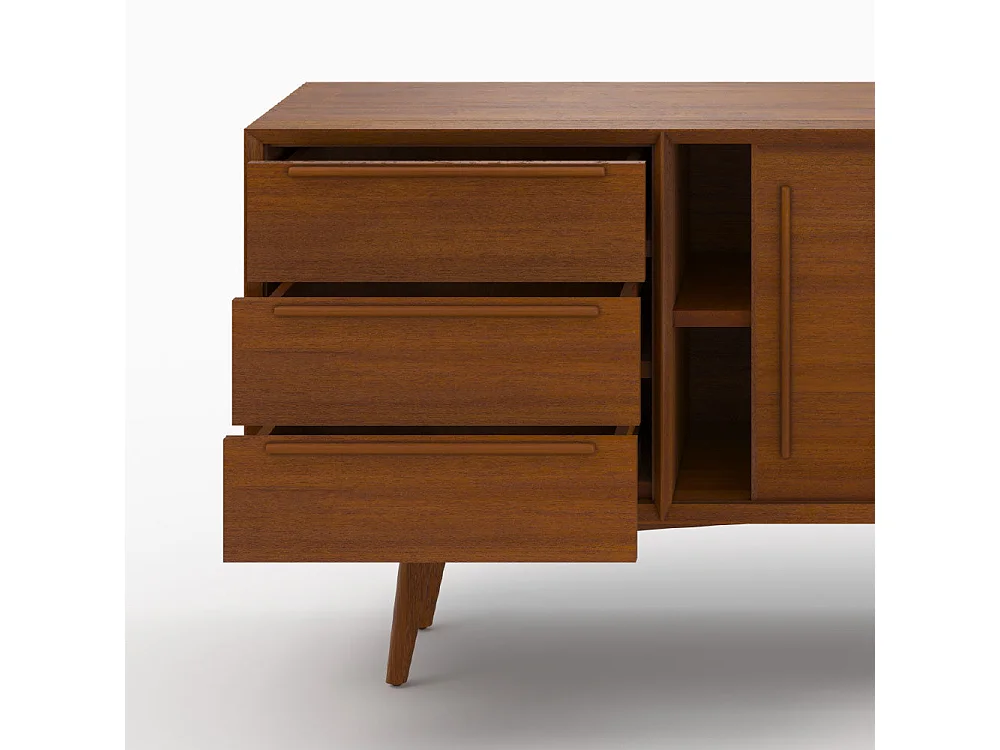 Buffet 2 portes coulissantes et 3 tiroirs en teck - Waya