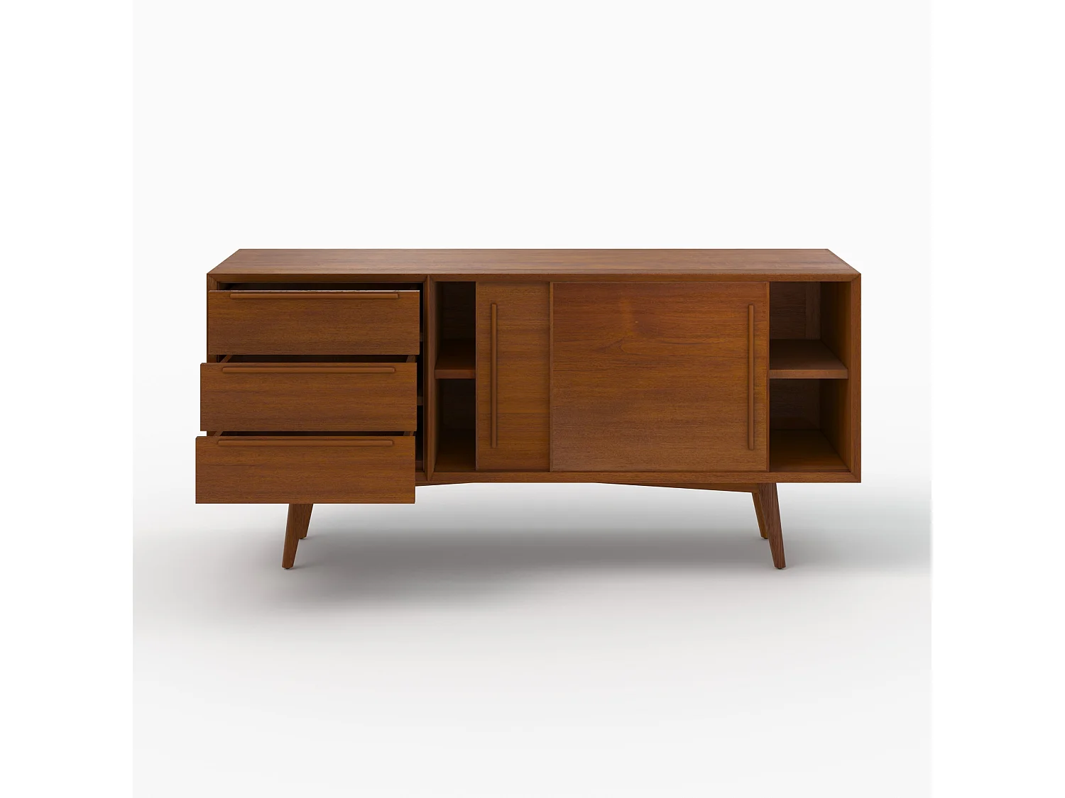 Buffet 2 portes coulissantes et 3 tiroirs en teck - Waya