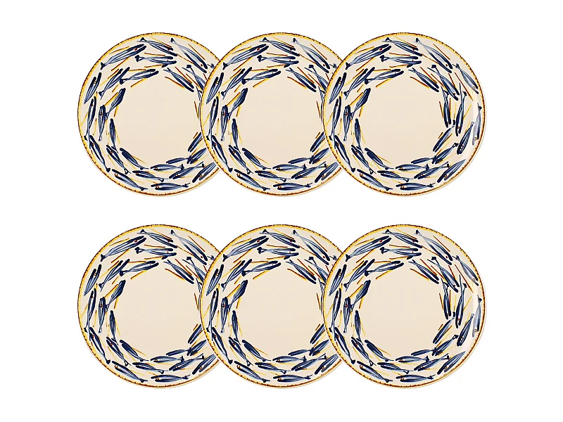 Novastyl - Lot 6 Assiettes Plates Marius 26cm En Gres