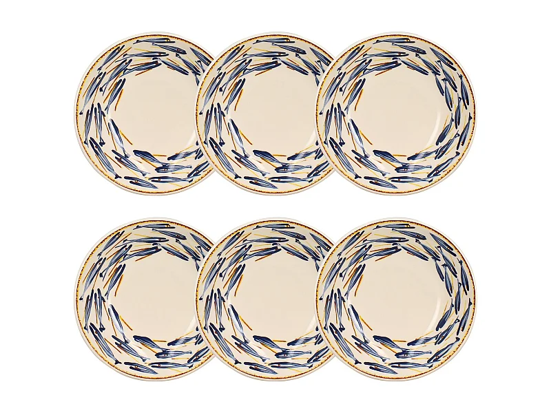 Novastyl - Lot 6 Assiettes Creuses Marius 20cm En Gres