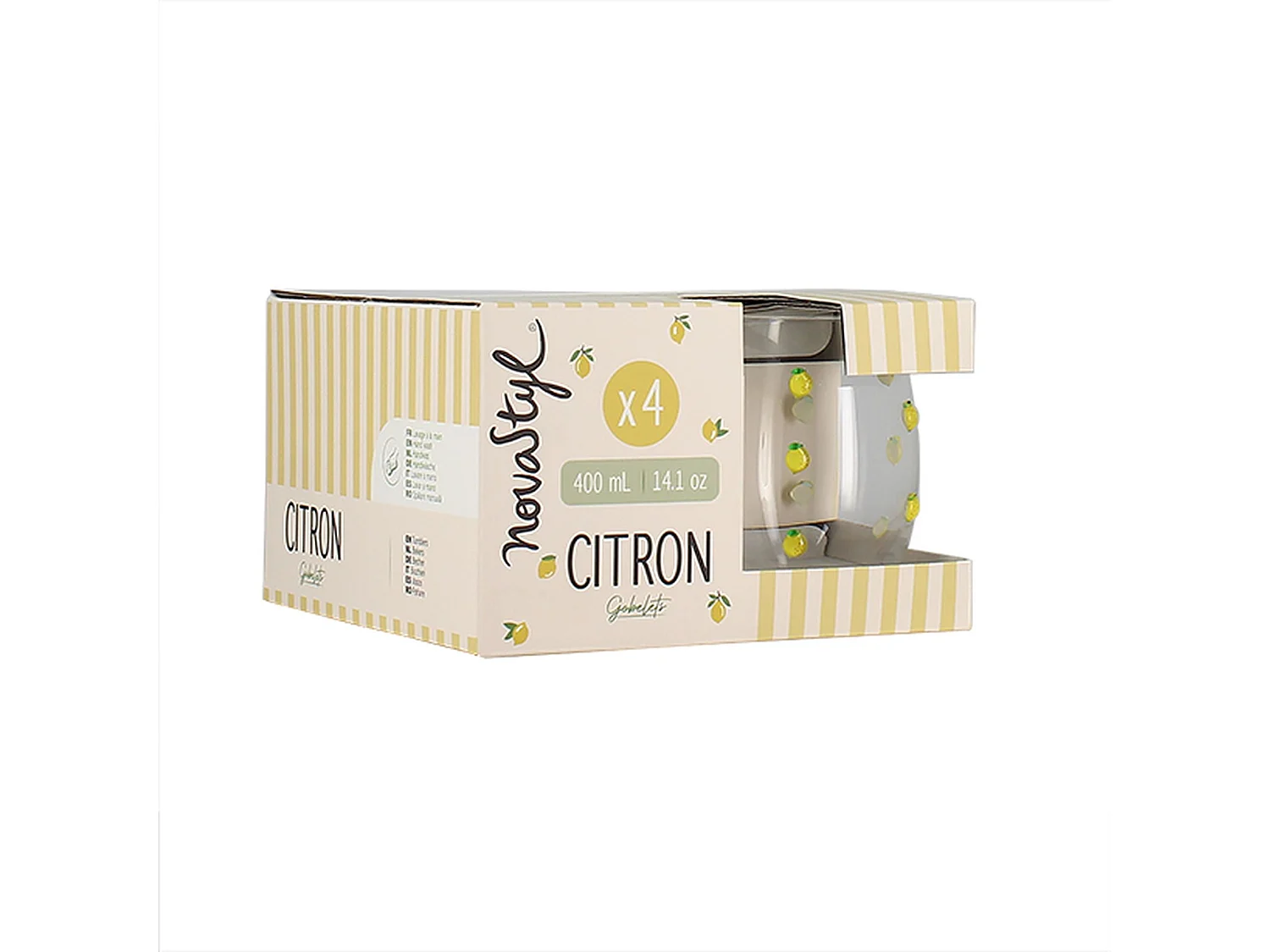 Novastyl - Lot De 4 Gobelets 40cl En Verre Citron