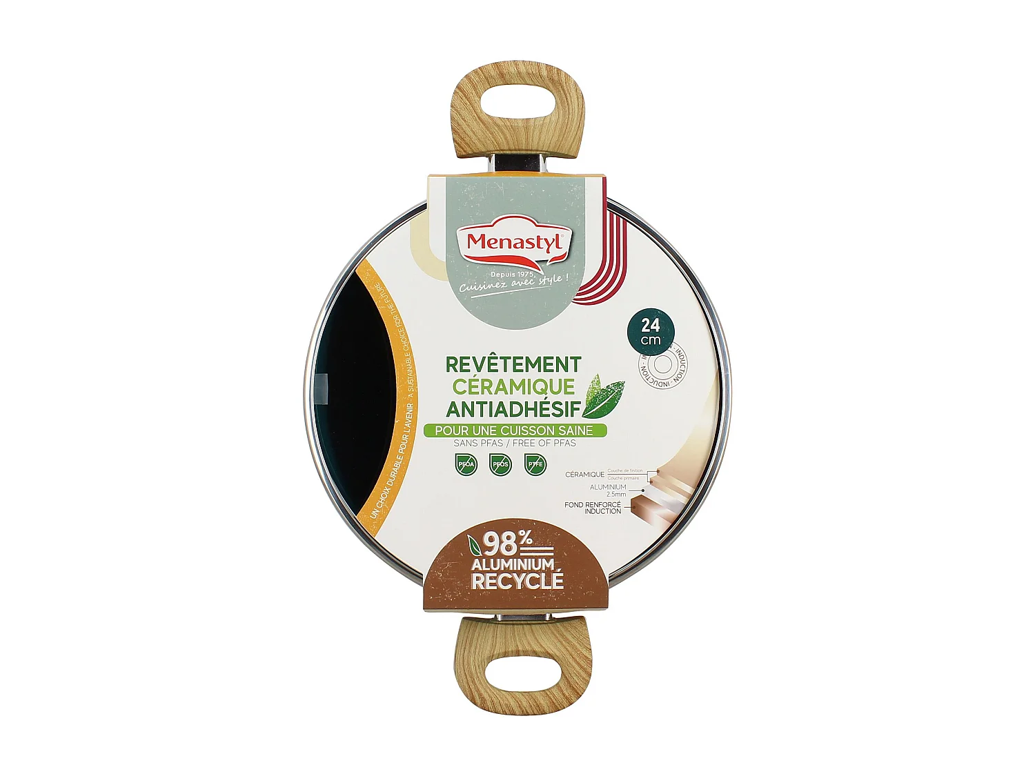 Menastyl - Faitout Colorama 24cm En Aluminium Recycle Bleu Canard Couv Verre