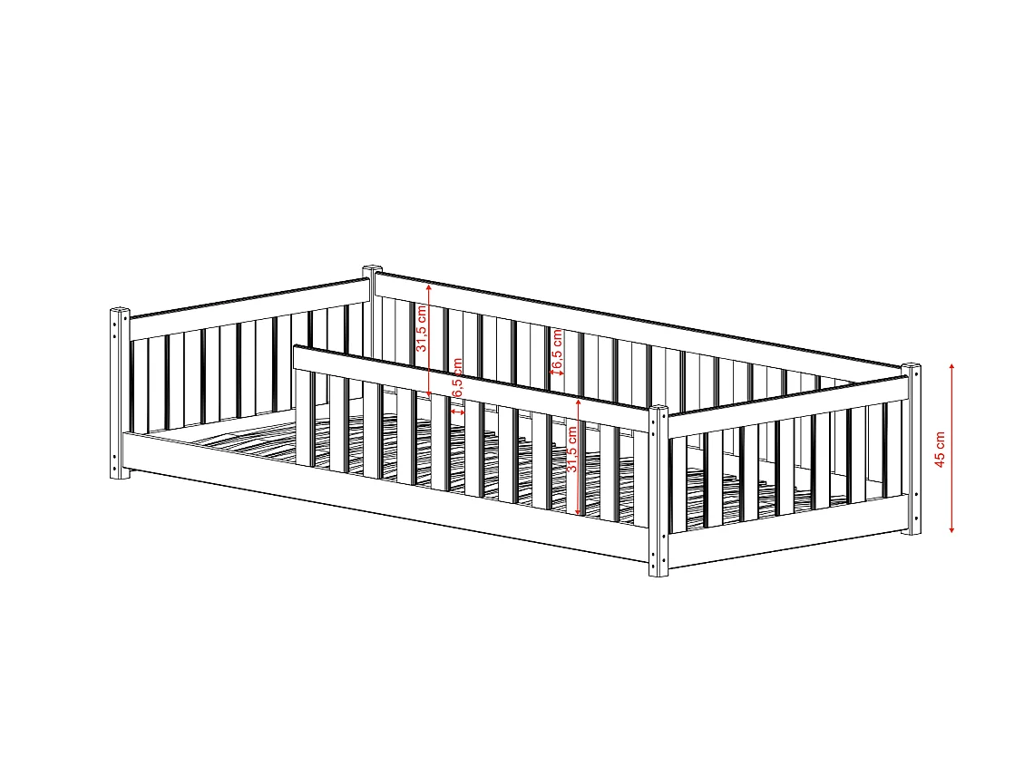 Lit enfant STELA 80x160 Vert olive Livré avec sommiers
