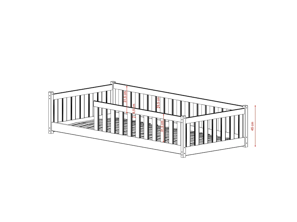 Lit enfant STELA 80x160 Blanc - blanc