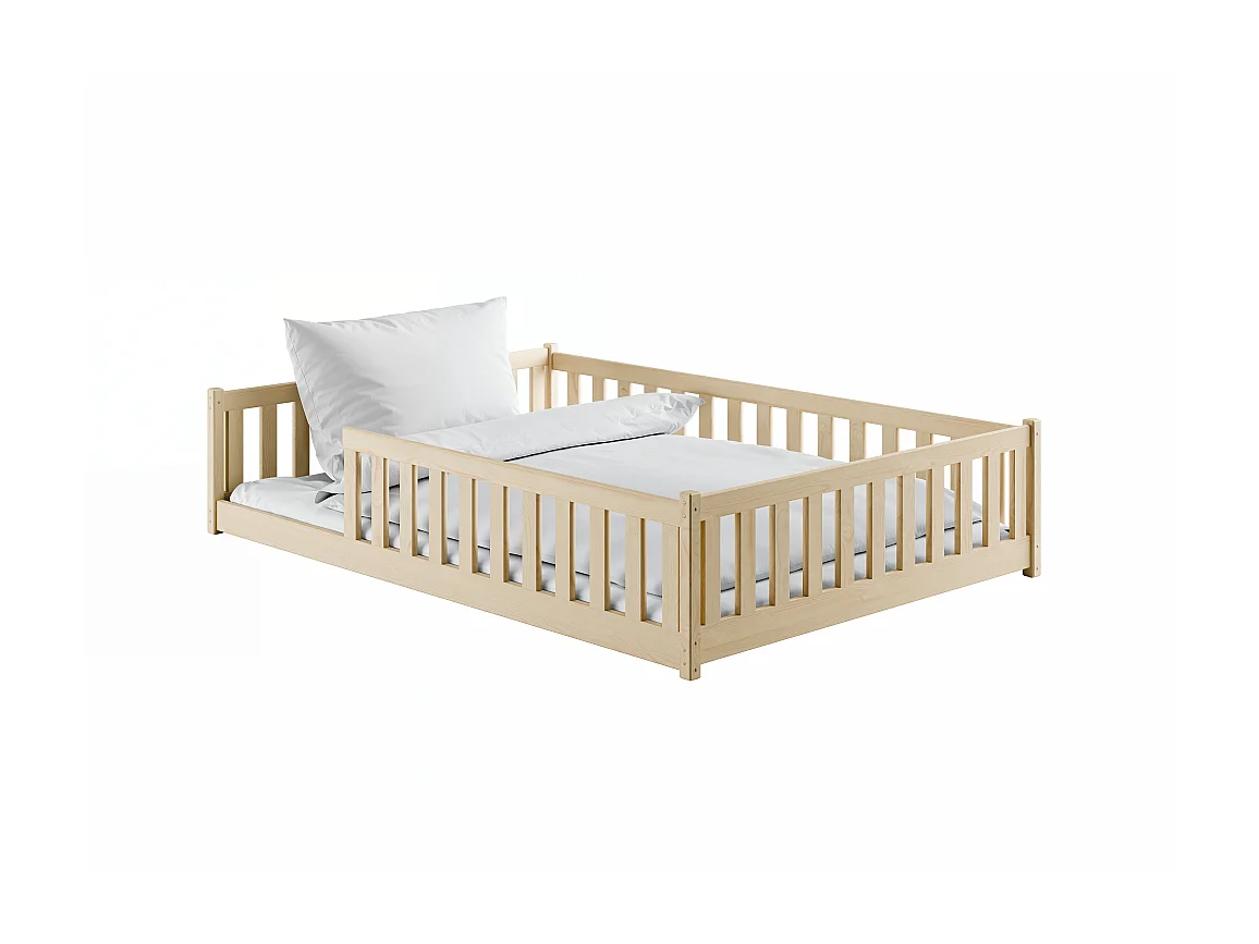 Lit enfant Moti 120X200 Pin Livré avec sommiers