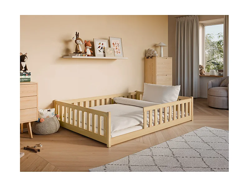 Lit enfant Moti 120X200 Pin Livré avec sommiers