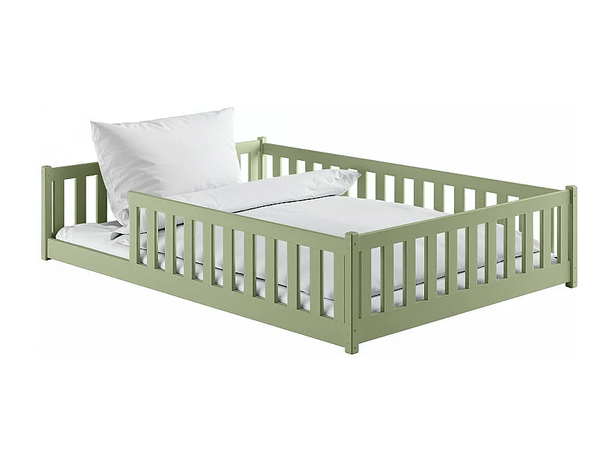 Lit enfant Moti 120X200 Vert olive Livré avec sommiers