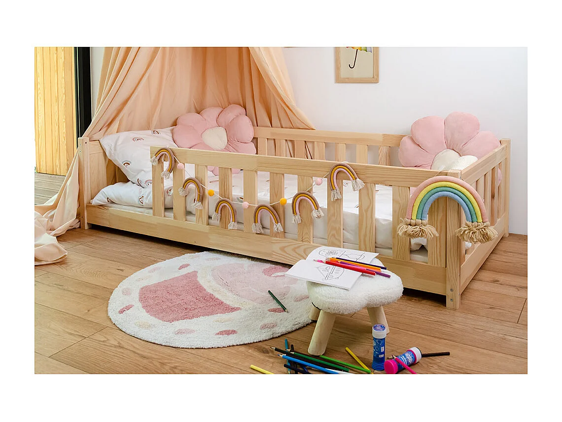 Lit enfant STELA 80x160 Pin Livré avec sommiers