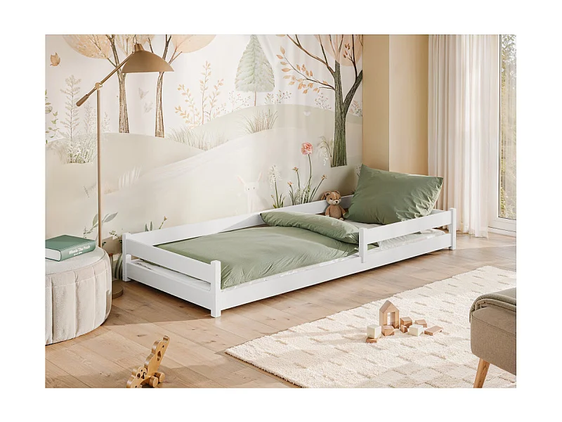 Lit enfant ALICE 80x160 Blanc - blanc Livré avec sommiers