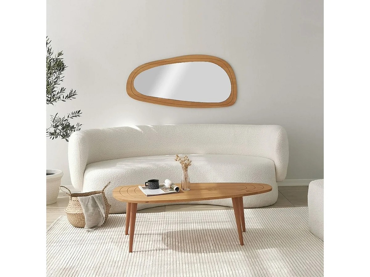 Table basse organique en Bois effet Teck 115 cm - Hera