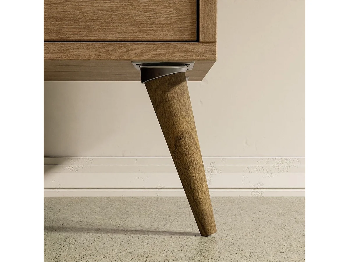 Table basse rectangulaire 3 niches effet Chêne 90 cm - Porto