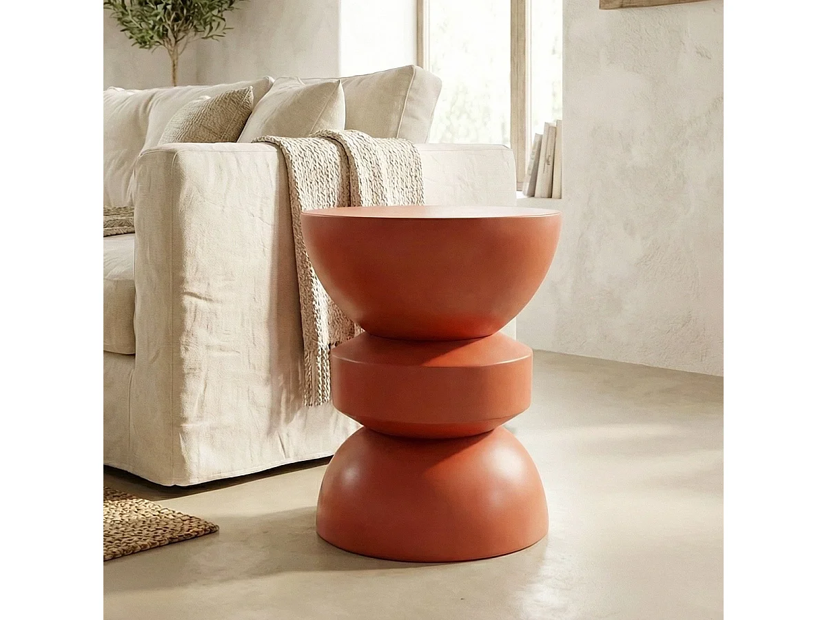 Bout de canapé en résine terracotta mat Ø30 cm - Elin