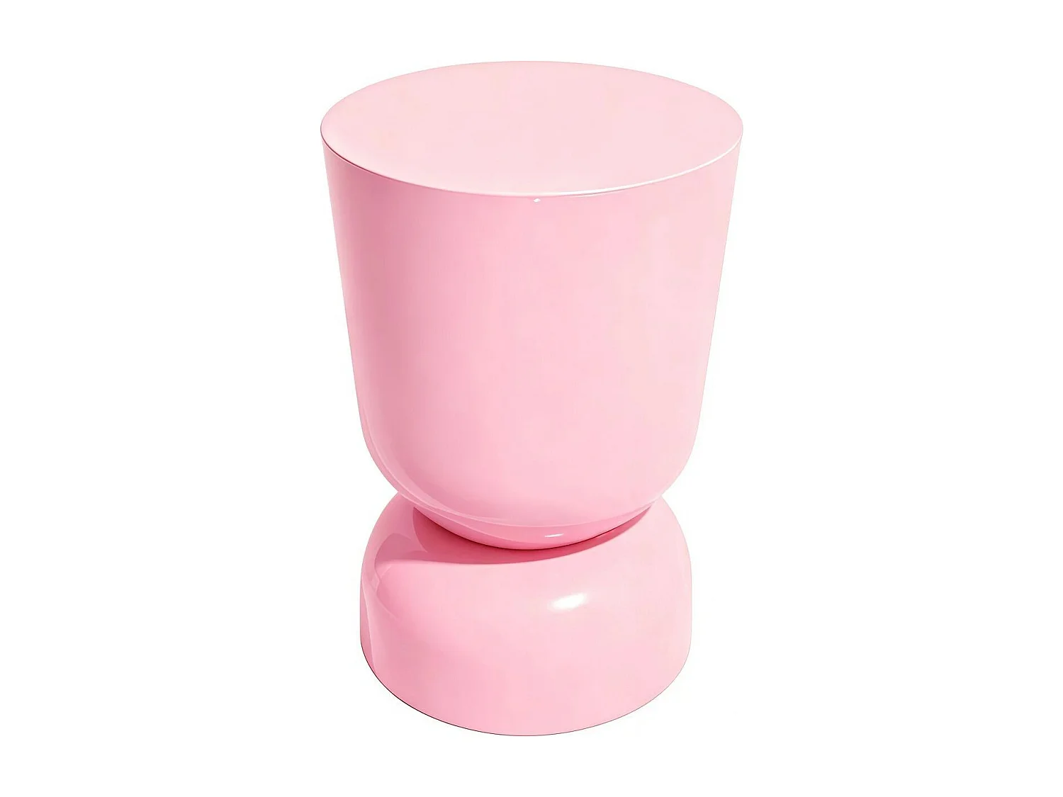 Bout de canapé en résine rose pâle brillant Ø31 cm - Tilda