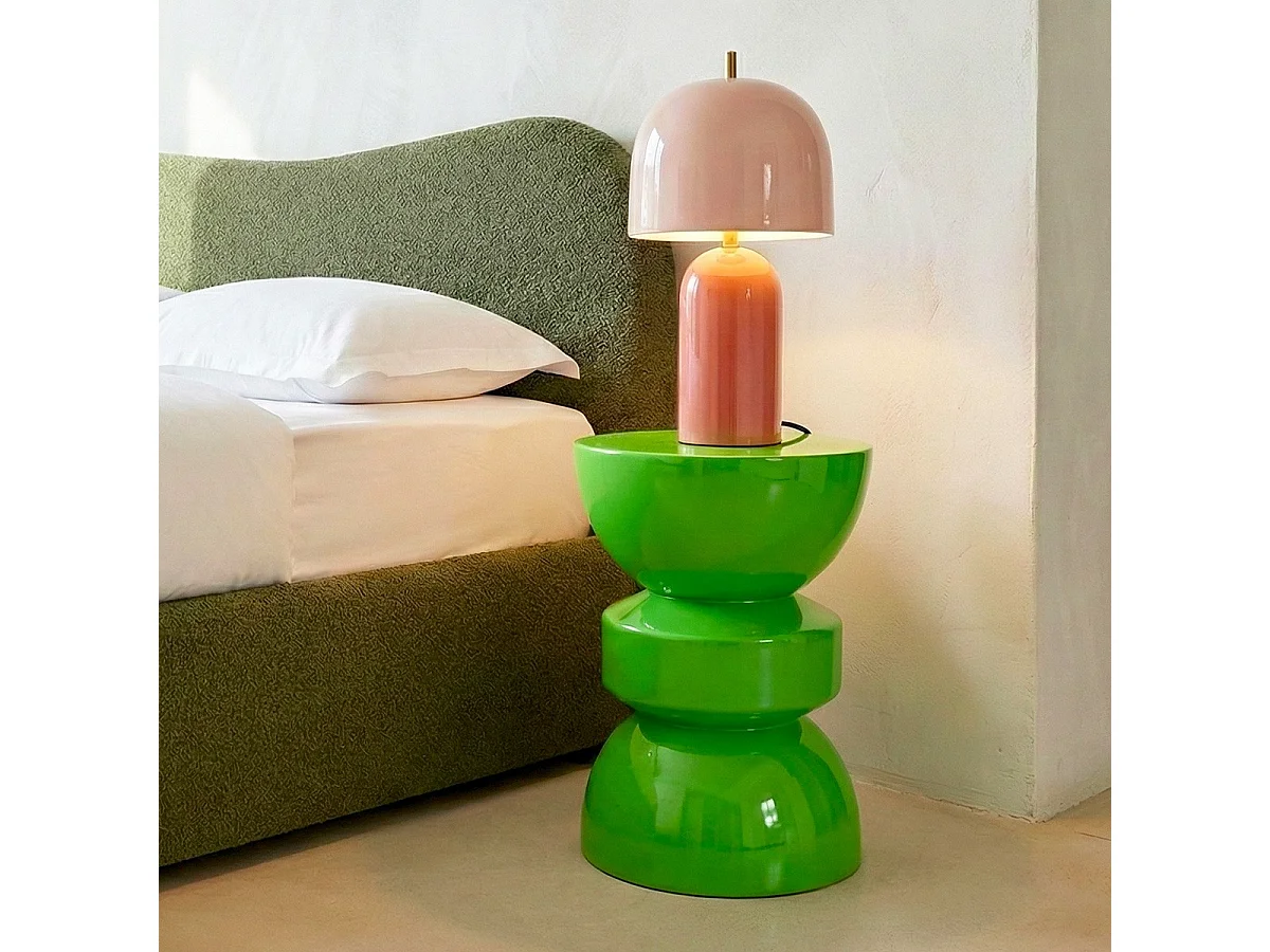 Bout de canapé en résine vert brillant Ø30 cm - Elin