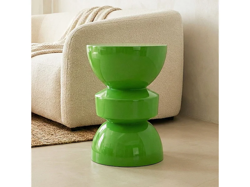 Bout de canapé en résine vert brillant Ø30 cm - Elin