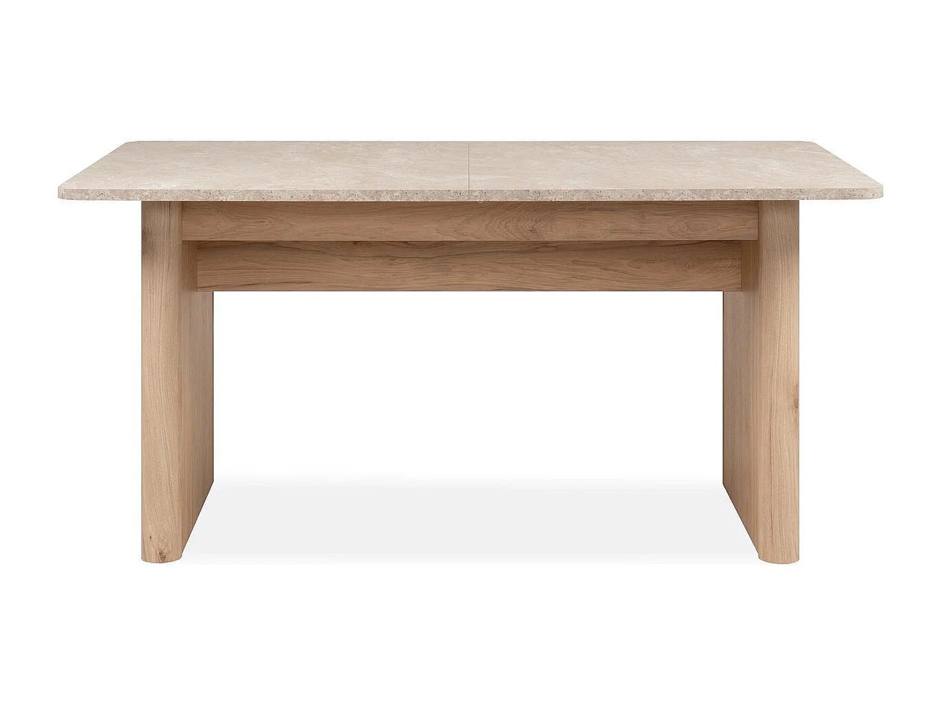 Table à manger extensible rectangulaire effet Chêne et Travertin 6 à 8 pers. 160/200 cm - Luis