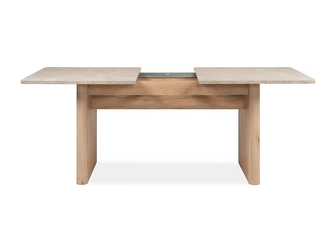 Table à manger extensible rectangulaire effet Chêne et Travertin 6 à 8 pers. 160/200 cm - Luis