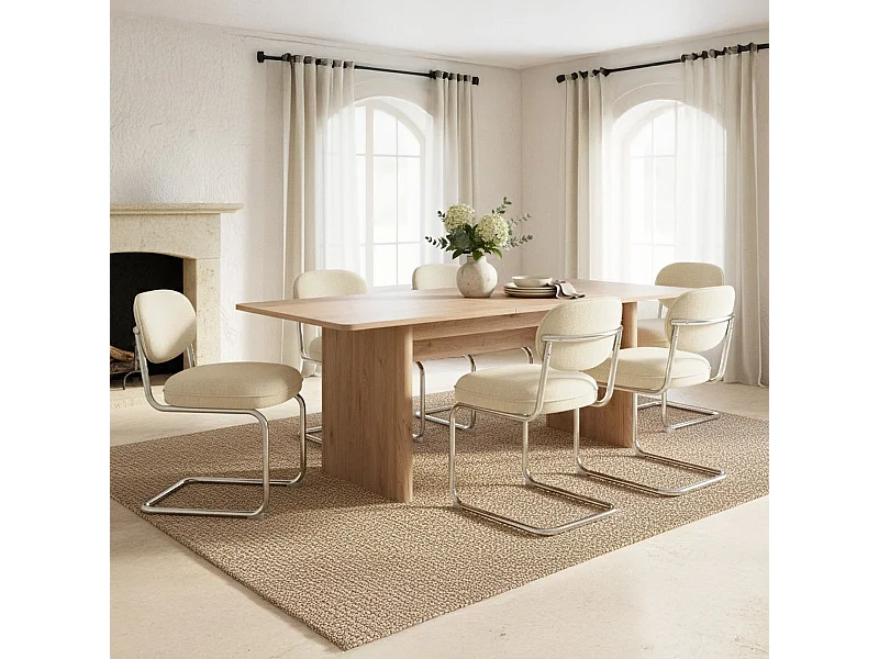 Table à manger extensible rectangulaire effet Chêne 6 à 8 pers. 160/200 cm - Luis