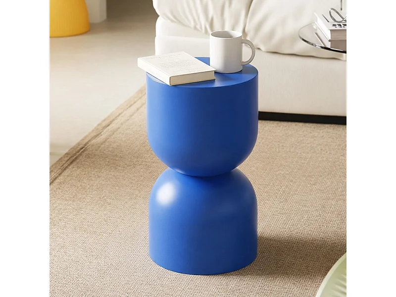 Bout de canapé en résine bleu mat Ø24 cm - Ori