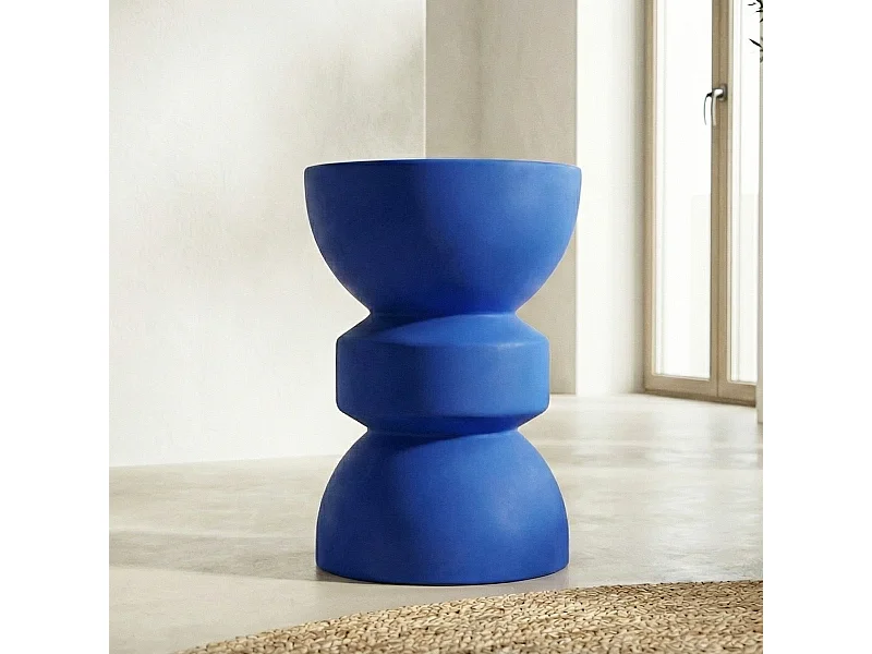 Bout de canapé en résine bleu mat Ø30 cm - Elin