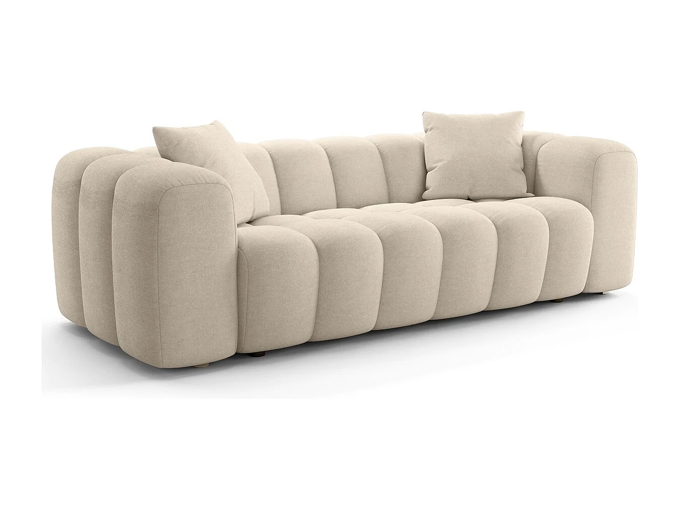 Canapé droit 3 places en tissu chenille beige - Nuvola