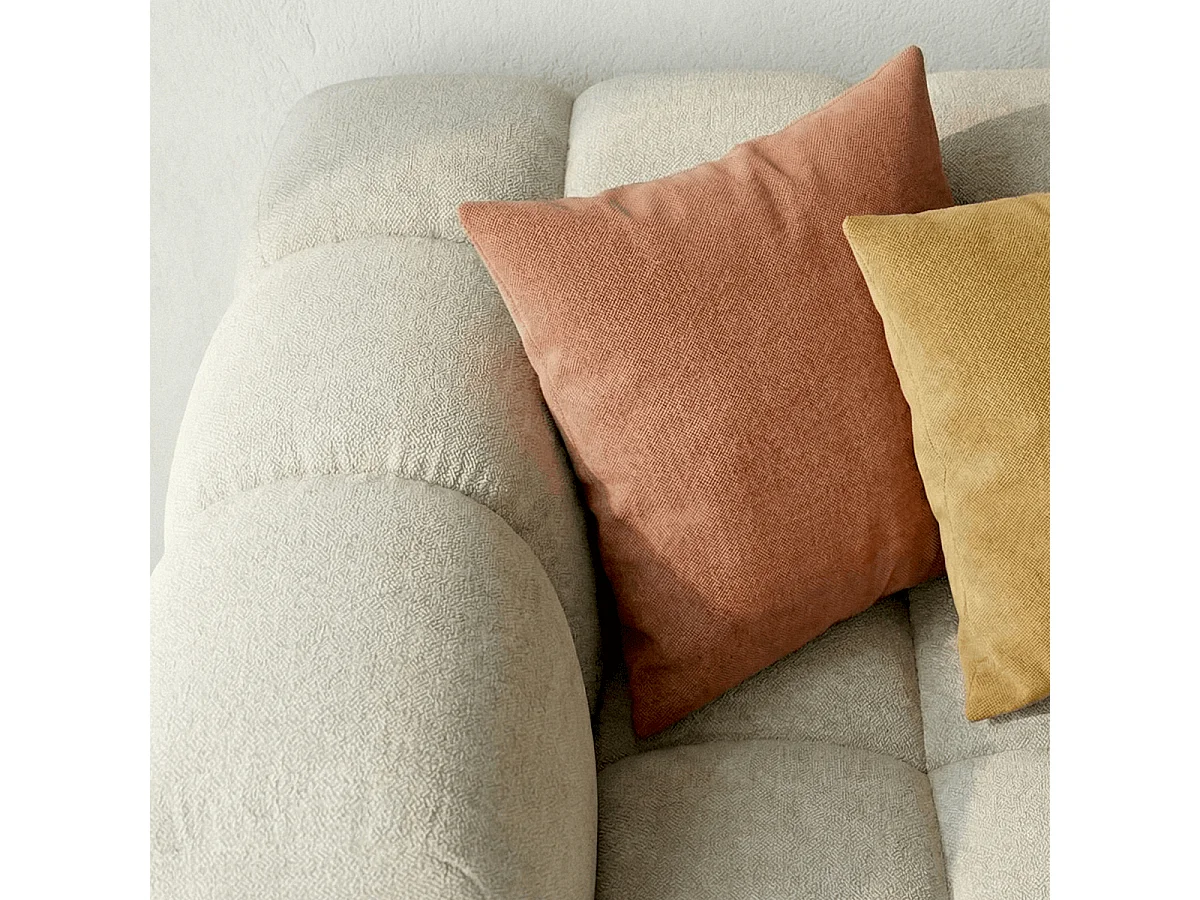 Canapé droit 3 places en tissu chenille beige - Nuvola