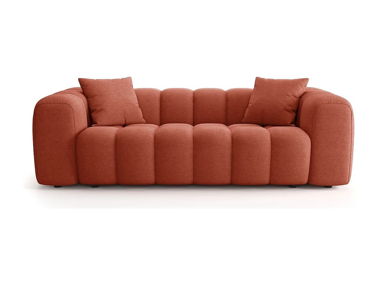 Canapé droit 3 places en tissu chenille terracotta - Nuvola