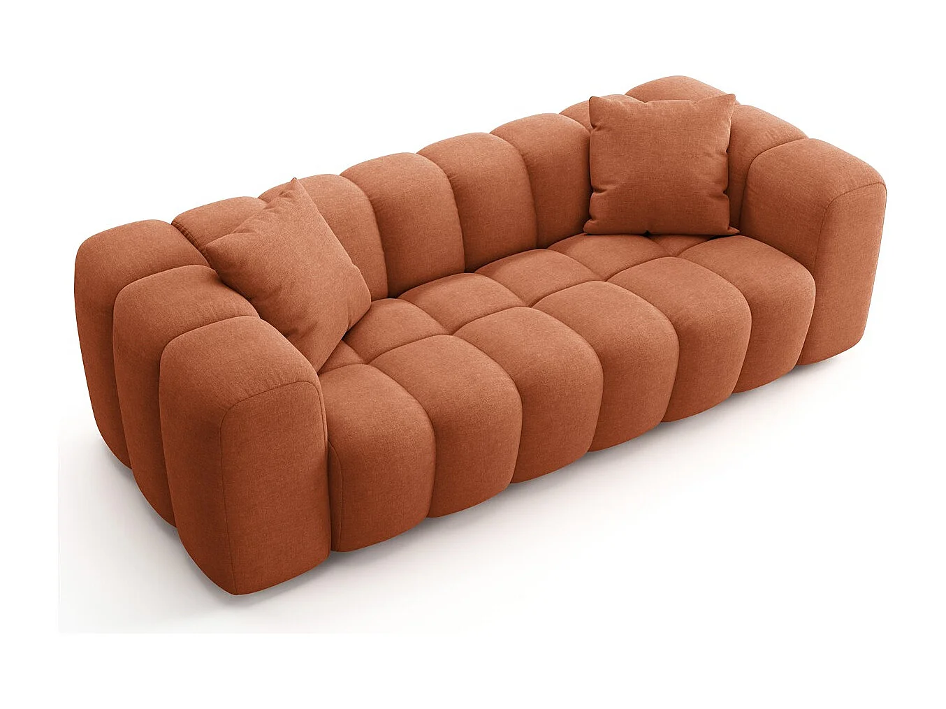 Canapé droit 3 places en tissu chenille terracotta - Nuvola