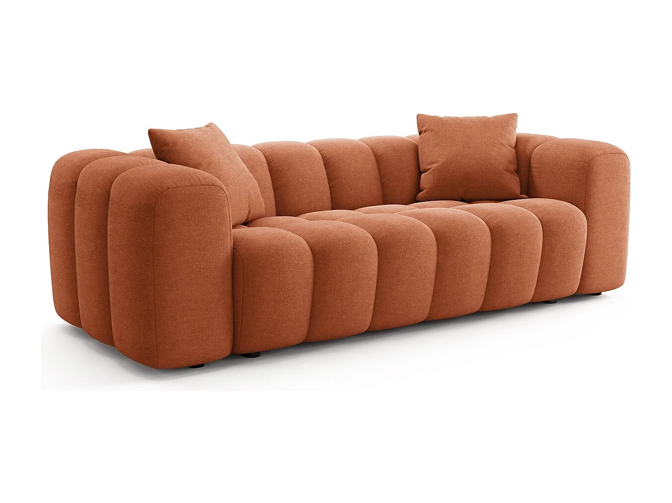 Canapé droit 3 places en tissu chenille terracotta - Nuvola