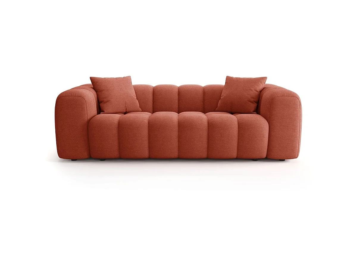 Canapé droit 3 places en tissu chenille terracotta - Nuvola
