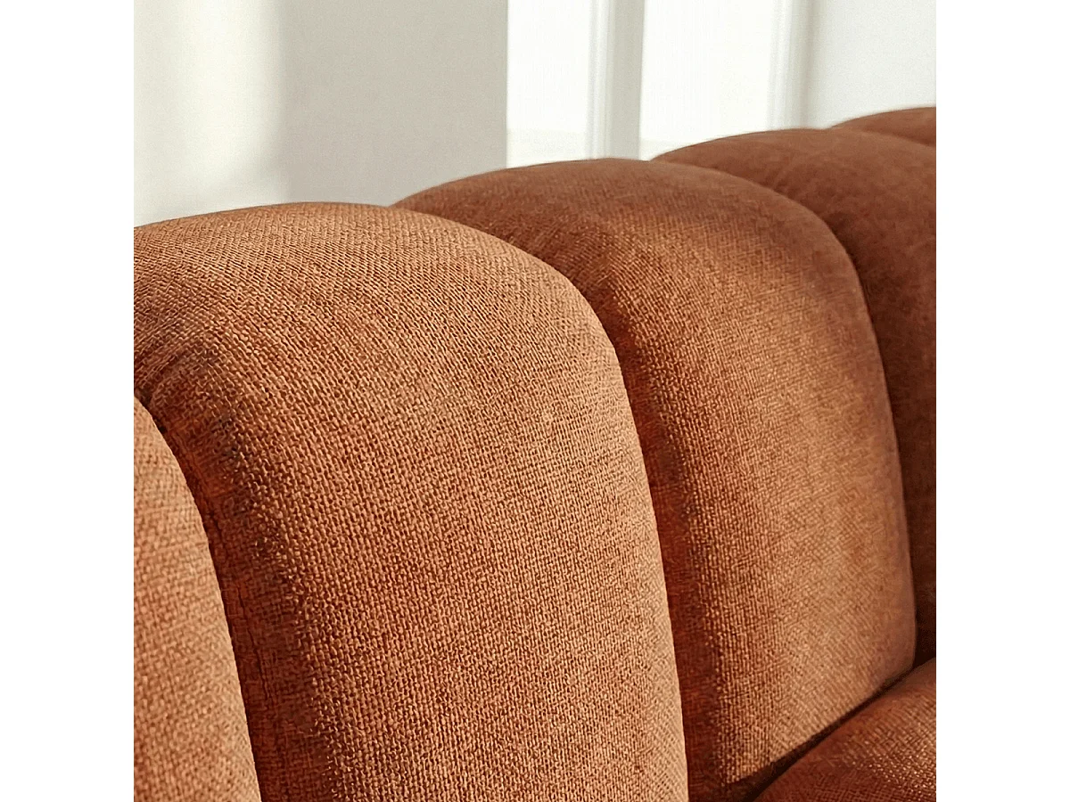 Canapé droit 3 places en tissu chenille terracotta - Nuvola