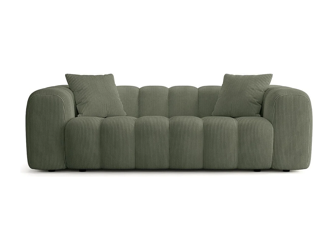 Canapé droit 3 places en velours côtelé vert kaki - Nuvola