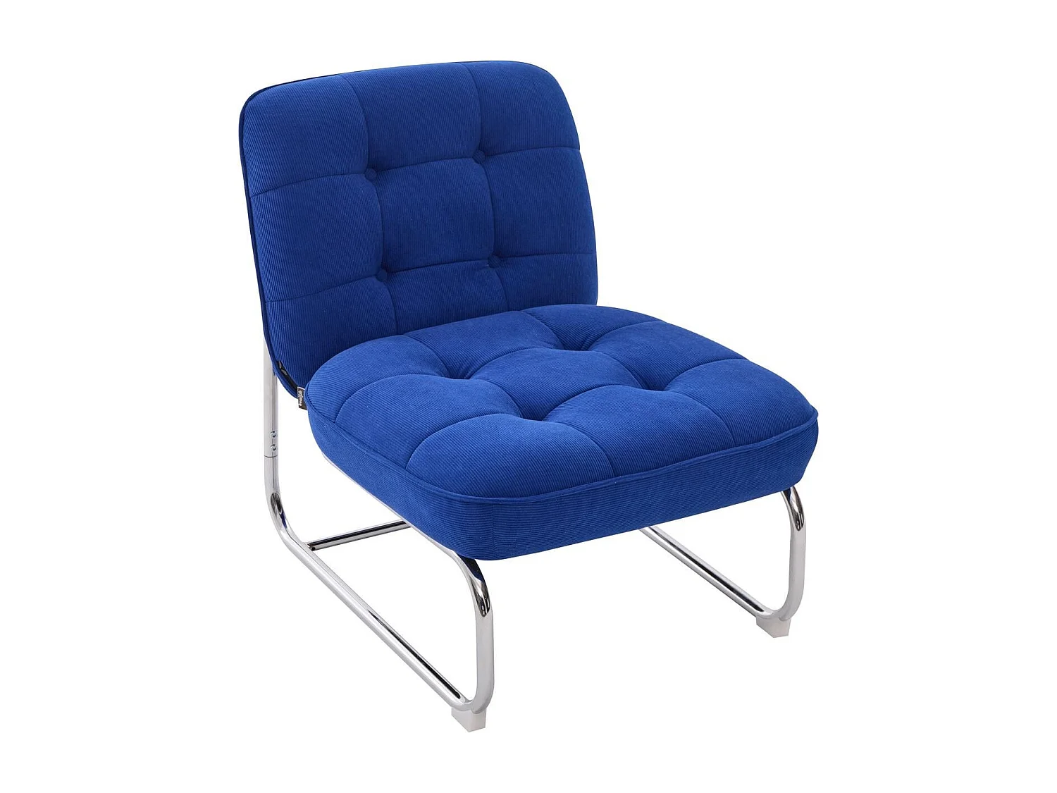 Fauteuil en velours côtelé bleu électrique, piètement chromé - Marvin