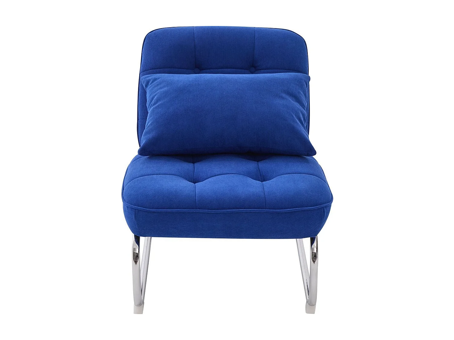 Fauteuil en velours côtelé bleu électrique, piètement chromé - Marvin