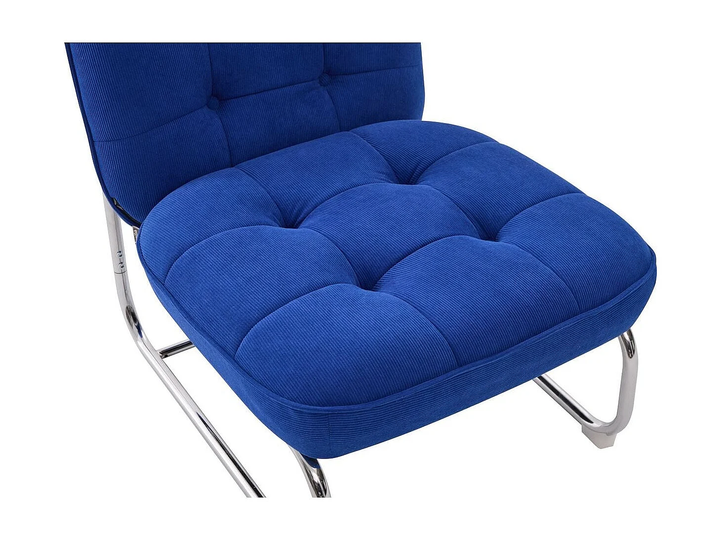 Fauteuil en velours côtelé bleu électrique, piètement chromé - Marvin