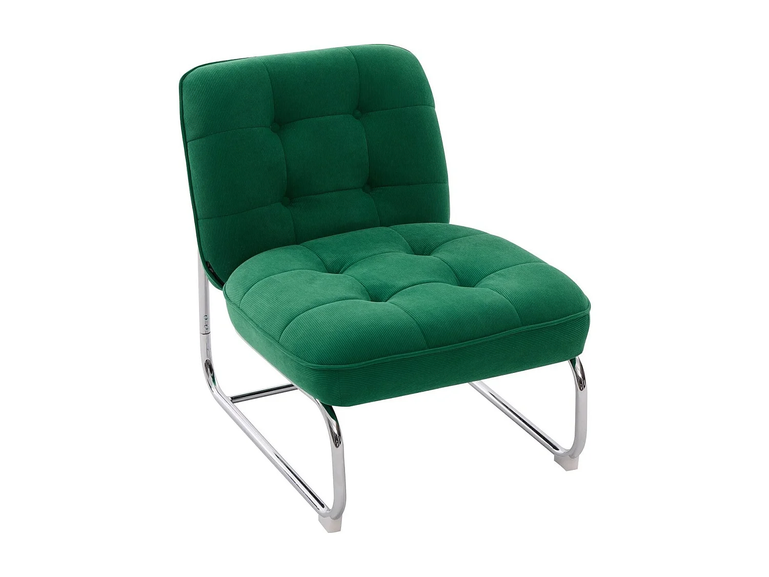 Fauteuil en velours côtelé vert électrique, piètement chromé - Marvin