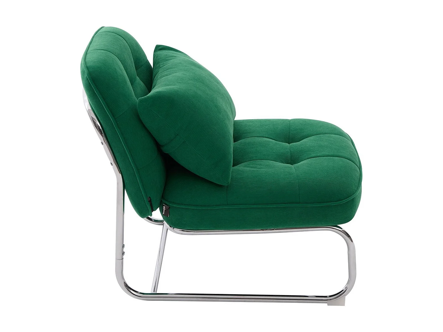 Fauteuil en velours côtelé vert électrique, piètement chromé - Marvin